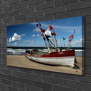 Obraz na plátne More pláž loďka krajina 100x50 cm