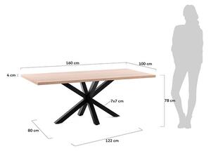 MUZZA JEDÁLENSKÝ STÔL ARYA TABLE 160 X 100 cm ČIERNY, PRÍRODNÝ
