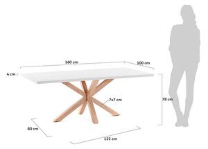 MUZZA JEDÁLENSKÝ STÔL ARYA TABLE 160 X 100 cm BIELY, PRÍRODNÝ