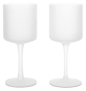 FERM LIVING Poháre na biele víno Ripple, Frosted, sada 2 kusov