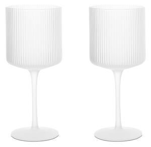 FERM LIVING Poháre na červené víno Ripple, Frosted, sada 2 kusov