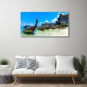 Obraz na plátne Loďka more pláž krajina 100x50 cm
