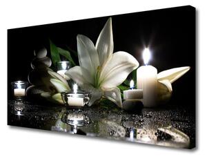 Obraz Canvas Ľalia sviečky kamene kúpele 125x50 cm
