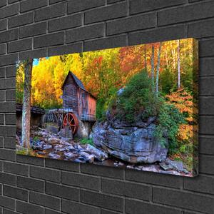 Obraz Canvas Vodné mlyn jesenné les 100x50 cm