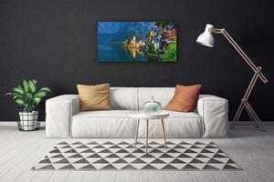 Obraz Canvas Hory mestečko noc jazero 100x50 cm