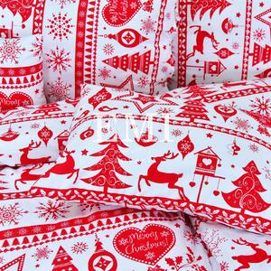 Vianočné bavlnené obliečky Eleonora červené EMI: Predĺžený set jednolôžko obsahuje 1x 140x220 + 1x 70x90