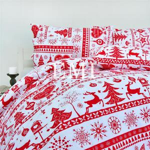 Vianočné bavlnené obliečky Eleonora červené EMI: Štandardný set jednolôžko obsahuje 1x 140x200 + 1x 70x90