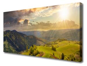 Obraz Canvas Hory lúka západ slnka 100x50 cm