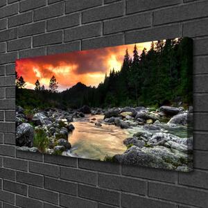 Obraz Canvas Jazero kamene les príroda 100x50 cm