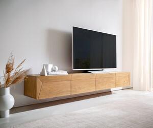DELIFE TV stolík Kayu 220 cm akácia prírodná 4 dvierka závesný