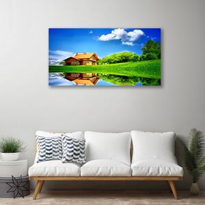 Obraz na plátne Dom jazero tráva príroda 100x50 cm