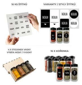 Orion Sada 16ks koreničiek BLACK 80ml + 4ks organizér na koreničky VASKY + sada 16ks štítkov