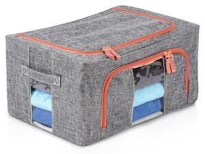 VILDE Látkový pevný box na uskladnenie textilu, sivý PILLOW 40x 30 x 20 cm (22l)