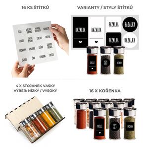 Orion Sada 16ks koreničiek SPICEBLACK 100ml + 4ks organizér na koreničky VASKY + sada 16ks štítkov