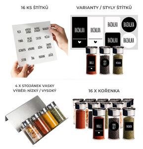 Orion Sada 16ks koreničiek SPICEBLACK 100ml + 4ks organizér na koreničky VASKY - NEREZ + sada 16ks štítkov