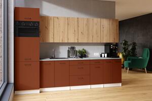 Kuchynská linka PALINI 300cm Brick + dub artisan
