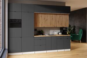 Kuchynská linka JANISA 320cm Grafit + dub artisan