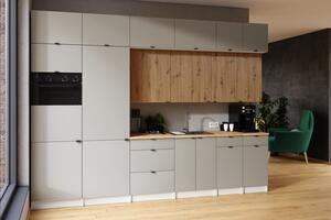 Kuchynská linka JANISA 320cm kamenný + dub artisan