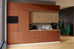 Kuchynská linka JANISA 320cm Brick + dub artisan