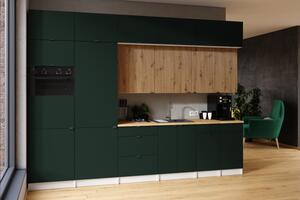 Kuchynská linka JANISA 320cm Green + dub artisan
