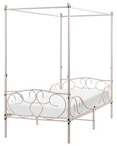 Posteľ s baldachýnom svetlobéžová kovový rám 90 x 200 cm retro dekoratívne čelo postele