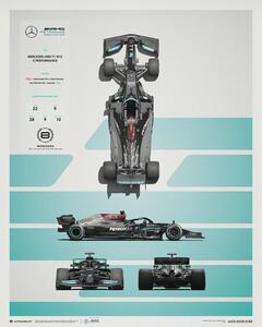 Umelecká tlač Mercedes-AMG Petronas F1 Team - W12 - Blueprint - 2021, (40 x 50 cm)