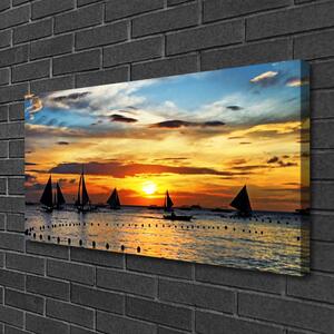 Obraz Canvas Loďky more slnko krajina 100x50 cm