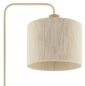 Brilliant Stojacia lampa Arlo, béžová, textil/drevo, výška 160 cm, E27, Krémová / jantárovo žltá, Obývacia izba / jedáleň, Textil / látka / hodváb, Moderný