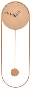Nástenné hodiny ružové oceľové kovové 20 x 62 cm moderné minimalistické s kyvadlom bez číslic doplnky do obývačky