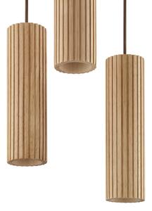 Brilliant Závesné svietidlo Lakewood, hnedé, drevo, Ø 28 cm, 3-pl., Svetlé drevo, Obývacia izba / jedáleň, Drevo, Moderný