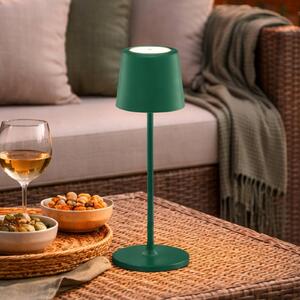 Brilliant Stolová LED lampa Kaami na akumulátor, zelená, výška 37 cm, IP44, stmievateľné., Zelená, Obývacia izba / jedáleň, kov, Moderný, Stojacie svietidlo
