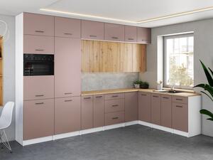 Rohová kuchynská linka WERIA 330x210cm Kobe + dub artisan