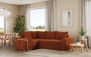 Rohová rozkladacia sedačka MALAGA oranžová - CORD 205.11