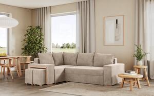 Rohová rozkladacia sedačka MALAGA bežová - CORD 205.14