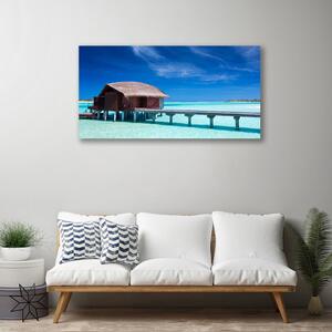 Obraz na plátne More pláž dom architektúra 100x50 cm