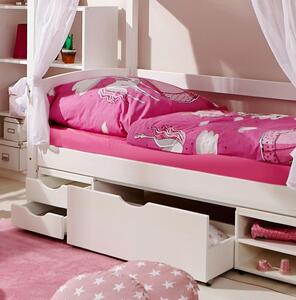 Detská posteľ s nebesami Lino Mini Záves Ružovo-Biely