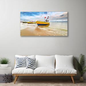 Obraz Canvas Loďky pláž more krajina 100x50 cm