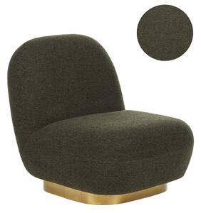Kreslo zelené buklé čalúnenie zlatý podstavec súčasný glamour art deco dizajn