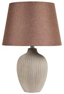 Stolná lampa hnedá keramická 52 cm látkové tienidlo obývacia izba spálňa svietidlo v retro štýle