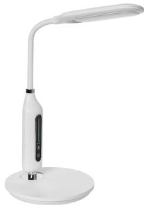 LED stolová lampa biela syntetický materiál kancelárska lampa s nastaviteľným ramenom a stmievačom