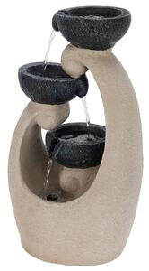 ProGarden Záhradná fontána s osvetlením Teacup, 26x21x48 cm, polistone, béžová