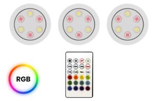 LED svietidlo Jojo, 1x LED 0,6w 3000-6000k, w, RGB, ovládač, sada 3ks