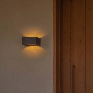 LED nástenné svetlo Glint, 3000K, 15 cm, sivá, betón, IP55, Hliník / sivá / zinok, Betón, Moderný, Nástenné svietidlo