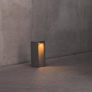 LED podsvietenie Grot, 2700K, sivá, betón, IP55, výška 40 cm, Hliník / sivá / zinok, Betón, Moderný, Vonkajčie stĺpové osvetlenie