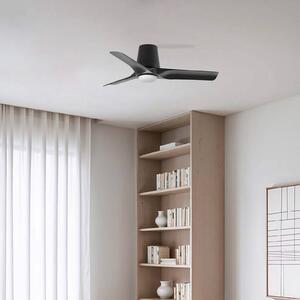 LED stropný ventilátor Hey, čierny, DC, tichý, Ø 90 cm,, Čierna, Obývacia izba / jedáleň, Plast, Moderný