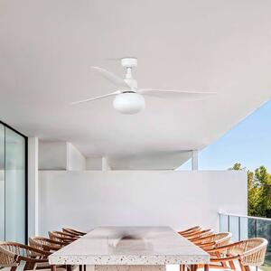 Stropný ventilátor s osvetlením Outwood, biely, DC, tichý, Ø150cm, Obývacia izba / jedáleň, Plast, Moderný