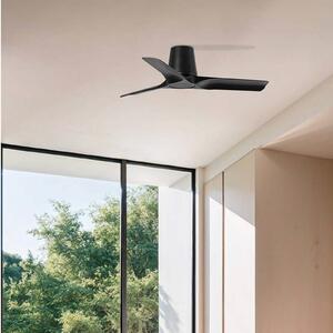 Stropný ventilátor Hey S, čierny, DC motor, tichý, Ø 90 cm, Čierna, Obývacia izba / jedáleň, Plast, Moderný