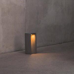 LED podstavcové svietidlo Grot, 3000K, sivá, betón, IP55, výška 40 cm, Hliník / sivá / zinok, Betón, Moderný, Vonkajčie stĺpové osvetlenie