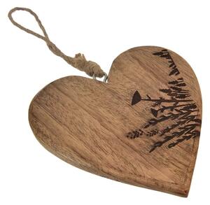 InDecor Závesné srdce z mangového dreva Lúka, 15 x 2 x 15 cm