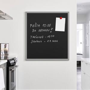Čierna kriedová tabuľa v šedom drevenom ráme COLOR 90x60 cm